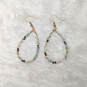 Hand beaded gold plated earrings